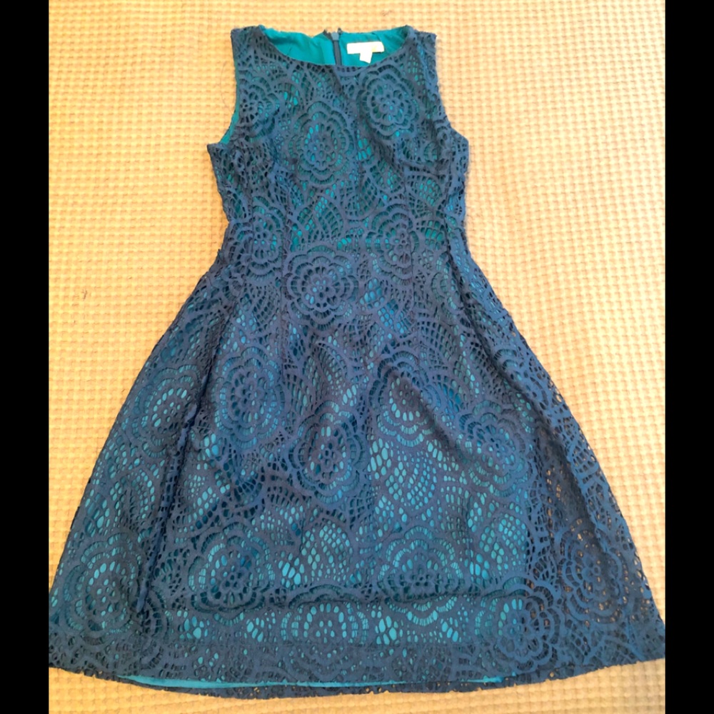Blue Green Lace Dress